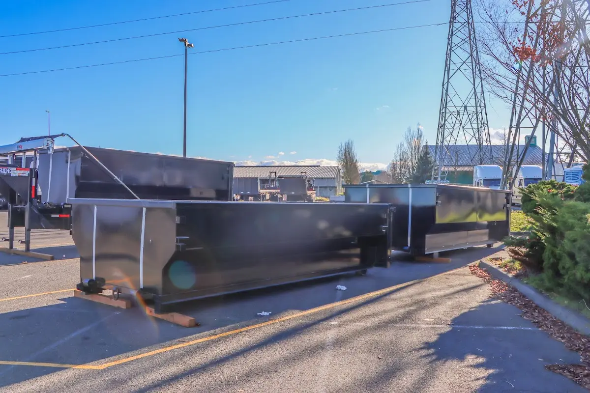 Roll-off dumpster ready for waste disposal at job site for Construction Dumpster Rental in Five Corners